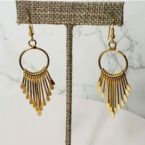 FRENCH HOOK Goldtone Dangling Paddle Earrings